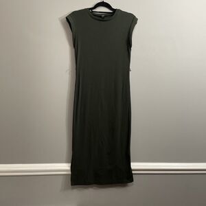 Alya Green Ribbed Bodycon Dress Women’s Medium Sleeveless Long Casual